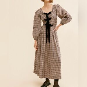 Damson Madder Dakota Bow Midi Dress NEW